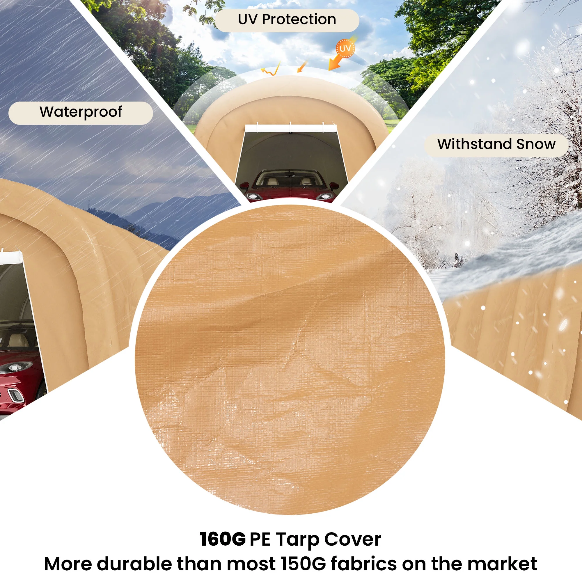 COSIEST 10'x20'Heavy Duty Carport ,Portable Outdoor Canopy Garage with Waterproof PE Roof and Steel Frame - Image 8