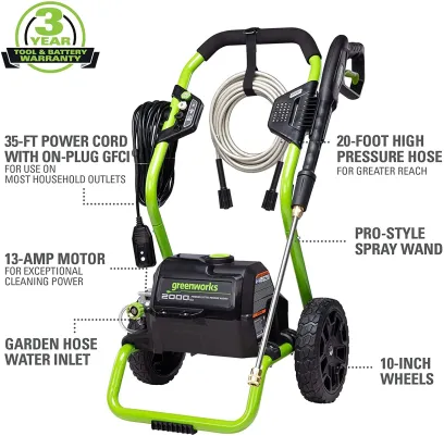Greenworks 2000 PS at I 1.1 GPM Cold Water Electric Pressure Washer 5111802