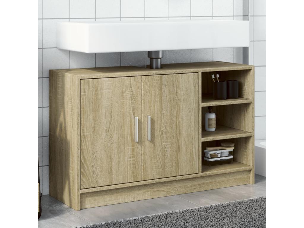 Mueble lavabo roble Sonoma 90x29x55 cm madera contrachapada