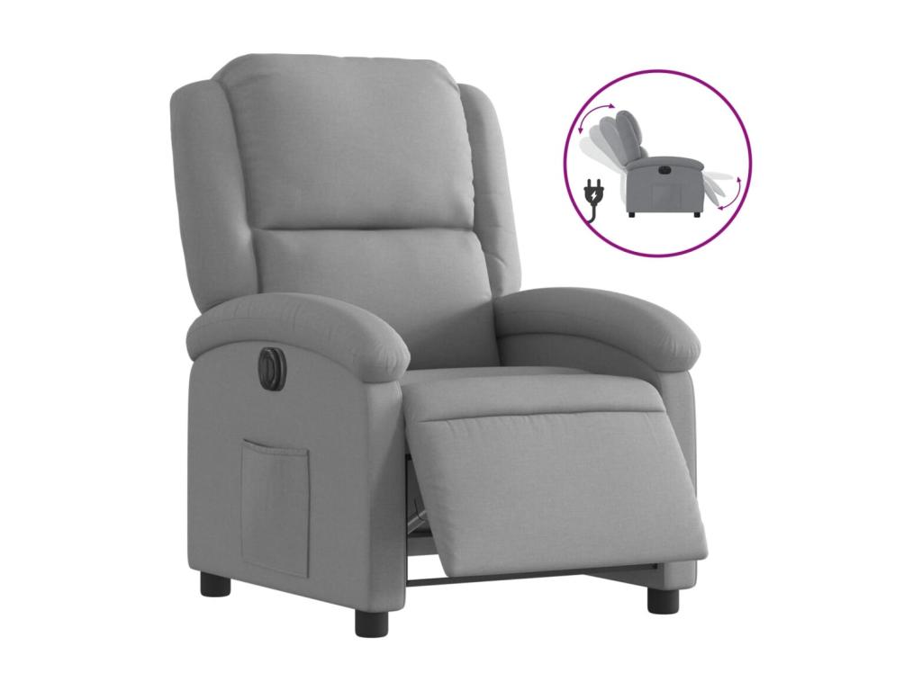 Sillón reclinable eléctrico tela gris claro