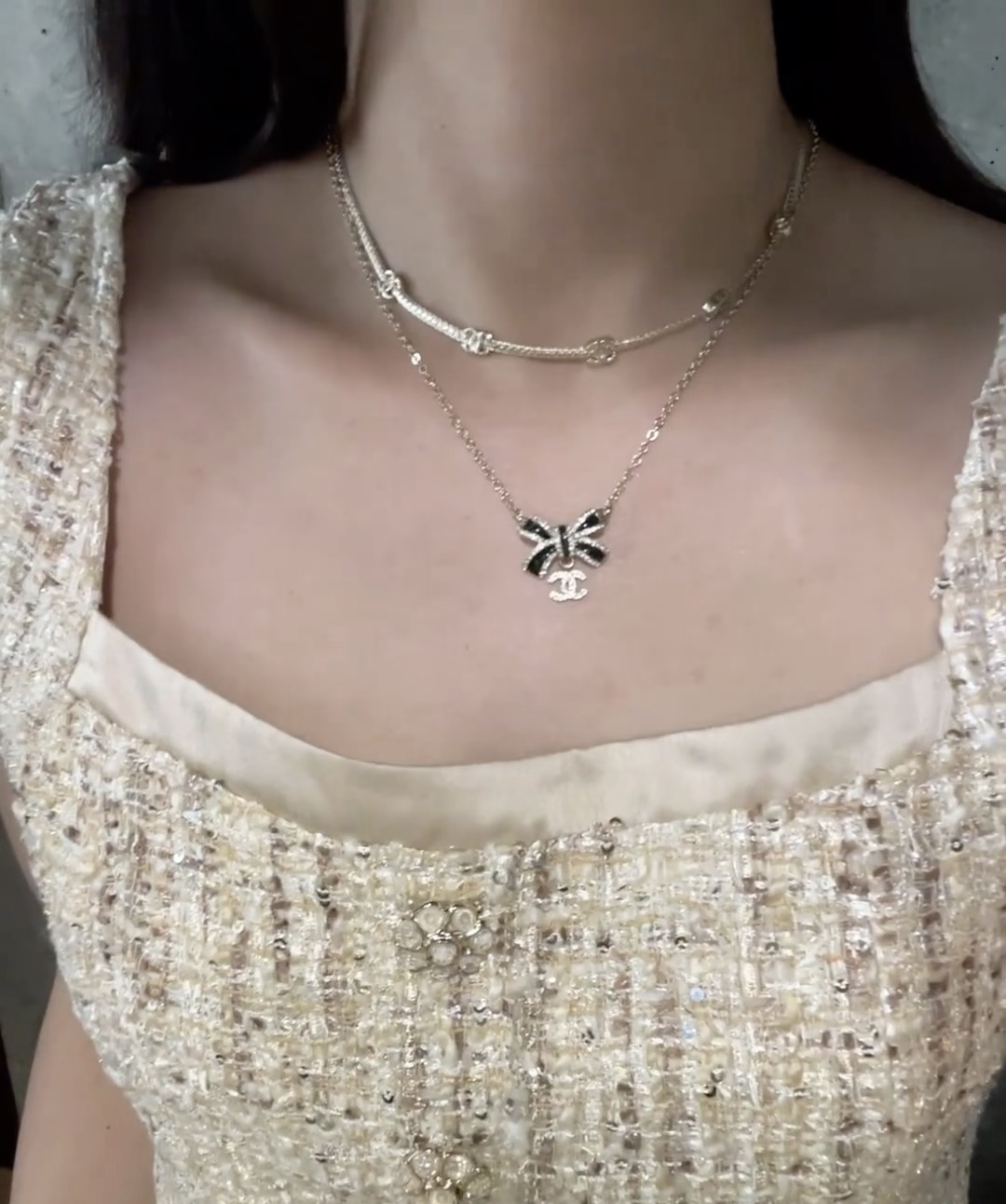Chanel Black Bow CC Pendant Necklace and Bracelet - Original Replica Club