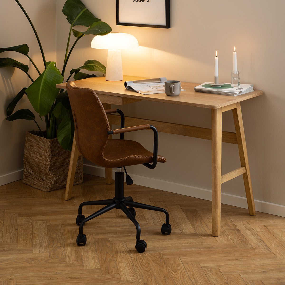 Lisomme Lisanna Houten Bureau met Lade - B 120 cm - Naturel