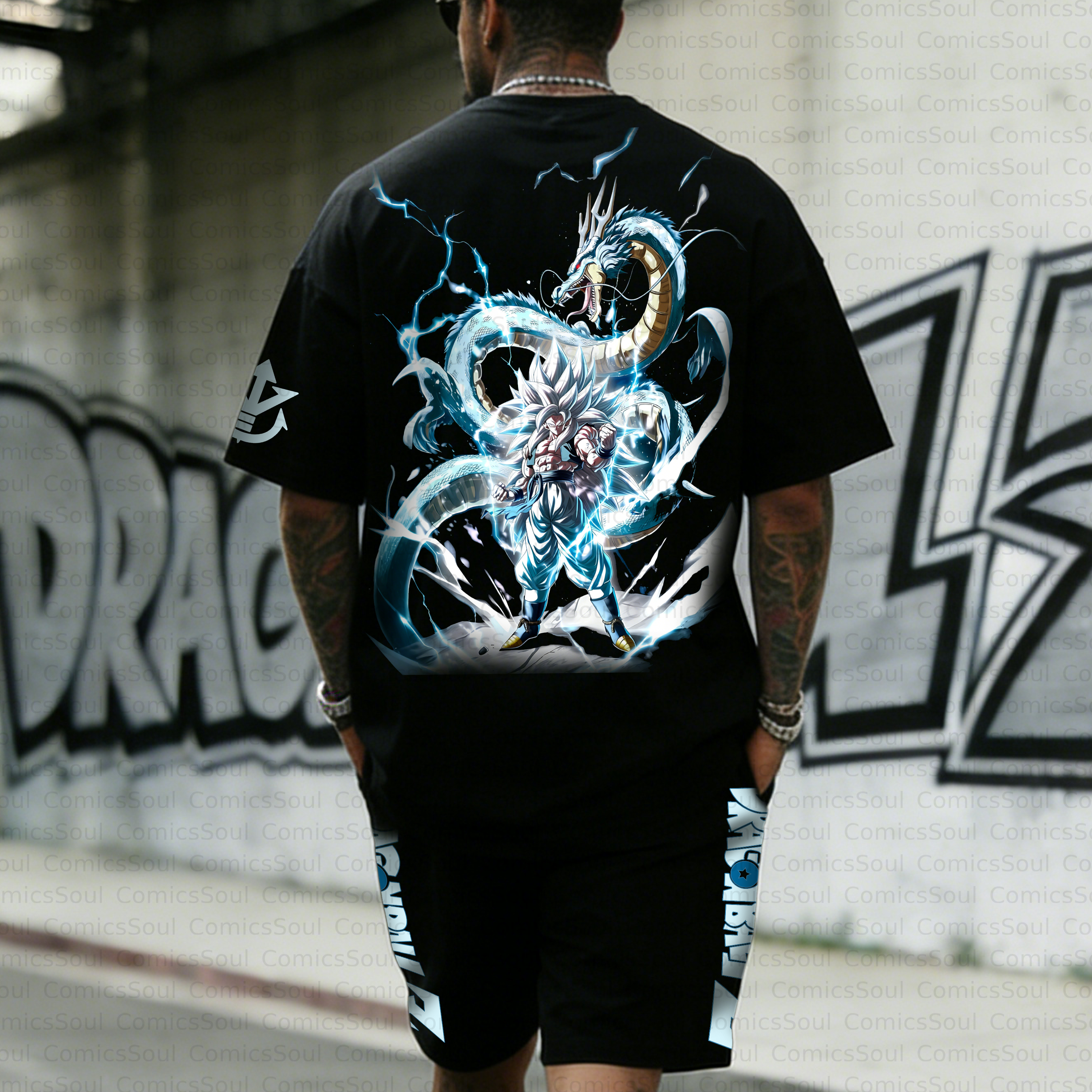 Unisex Anime Inspired Vintage T-shirt& Shorts 2 Pieces Set
