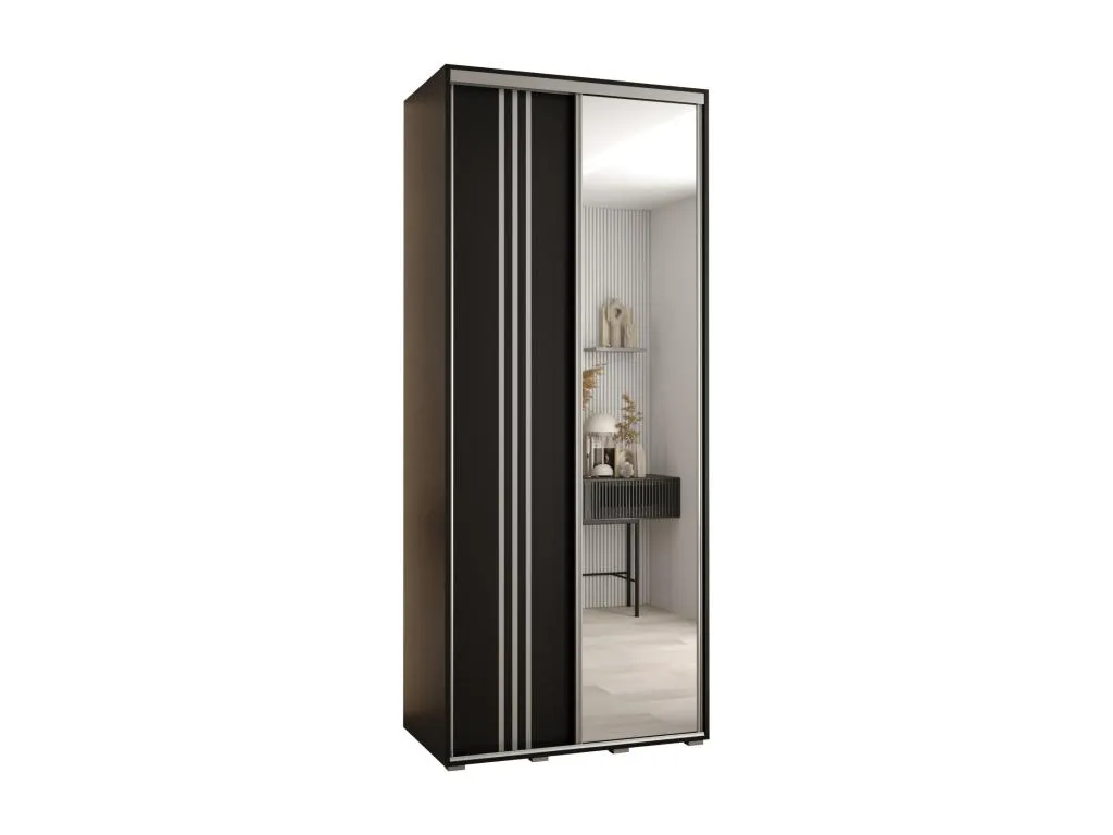 ARMARIO Jmmhogar 7 DE PUERTAS CORREDERAS 235.2/100/45 2 puertas (Negro/Negro/Plata)