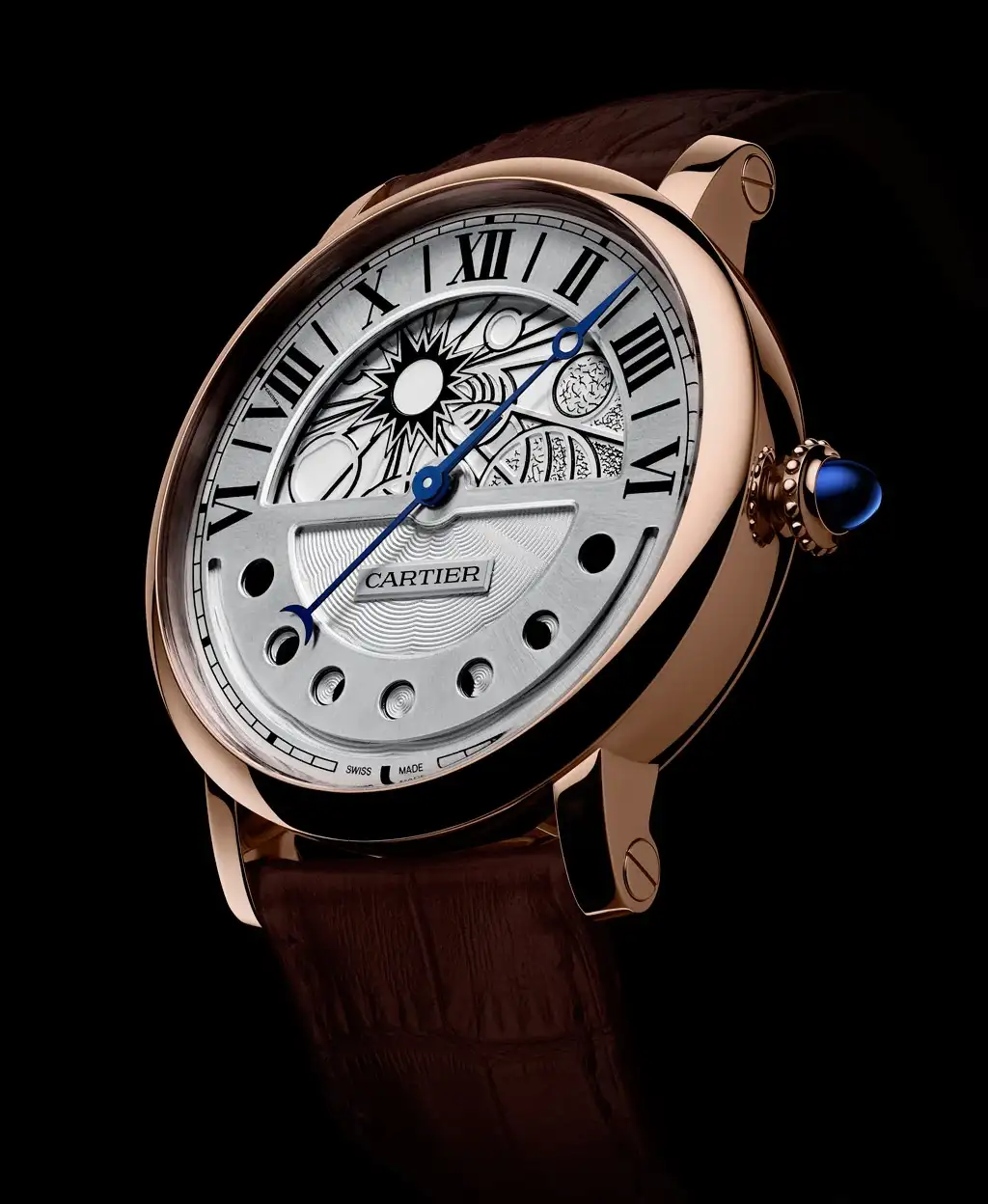 Cartier Ronde de Cartier Men Automatic Silver Leather Watch W1556243