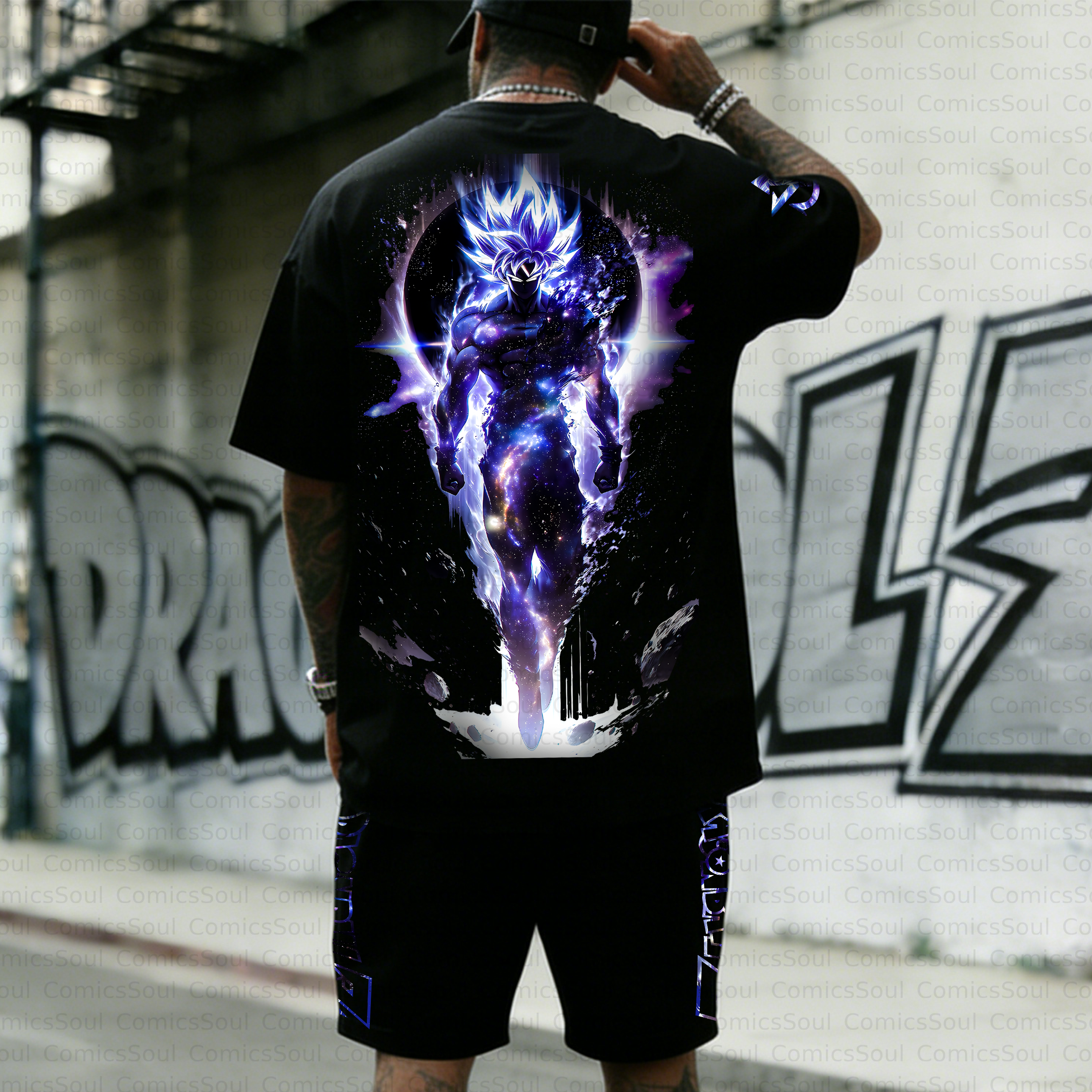 Unisex Anime Inspired Vintage T-shirt& Shorts 2 Pieces Set