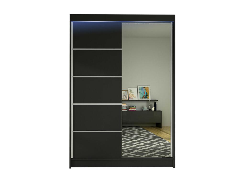 Armario Atlanta 149, Negro, 200x120x58cm, Puertas de armario: Correderas