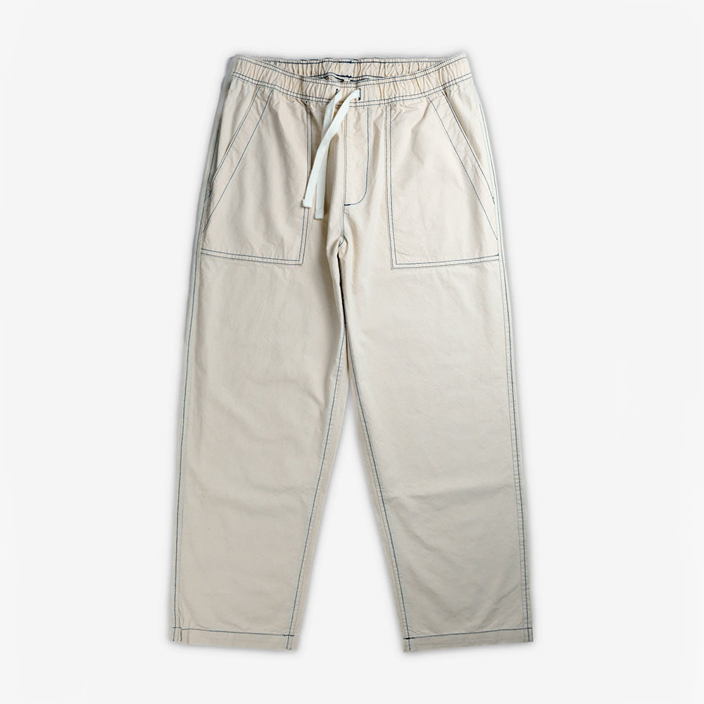 Bleu - Pantalon Relaxed Contrast Stitch - Blanc et Bleu