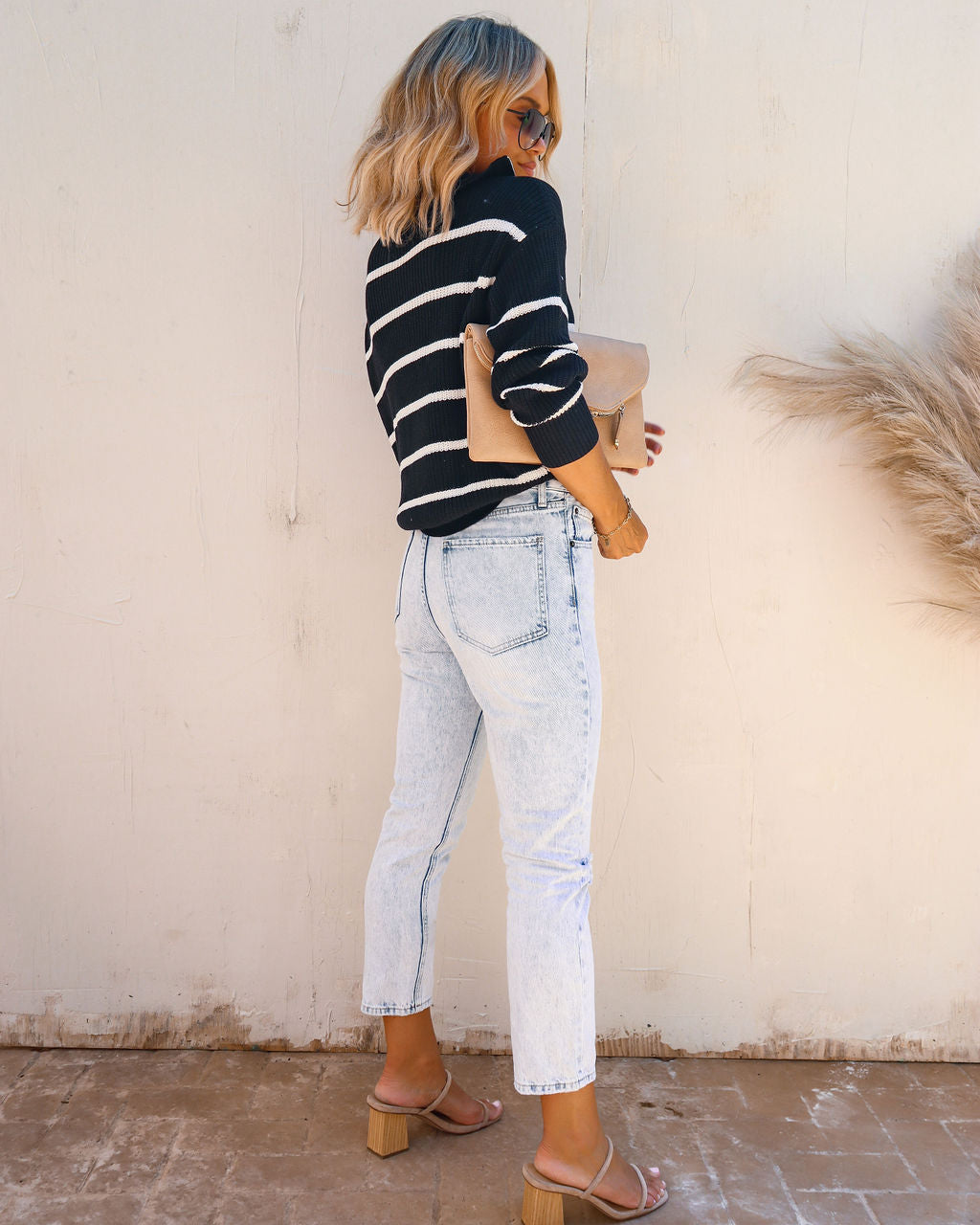Reese Cotton Striped Half Zip Pullover Sweater - SALE - Se7enfashion