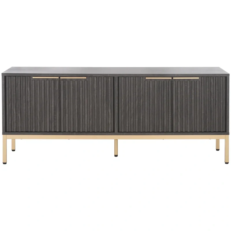 Mid Century TV Stand with Tambour Doors and Storage Drawers