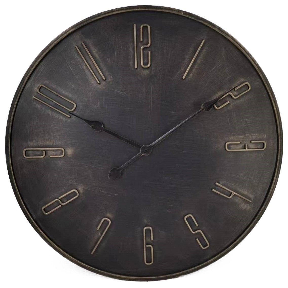 Vtw Living - Stijlvolle Wandklok - Klok - Antraciet - Metaal - 75 cm