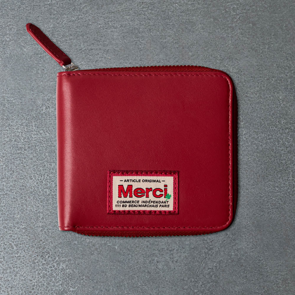 Merci - Porte Feuille Zip - Rouge