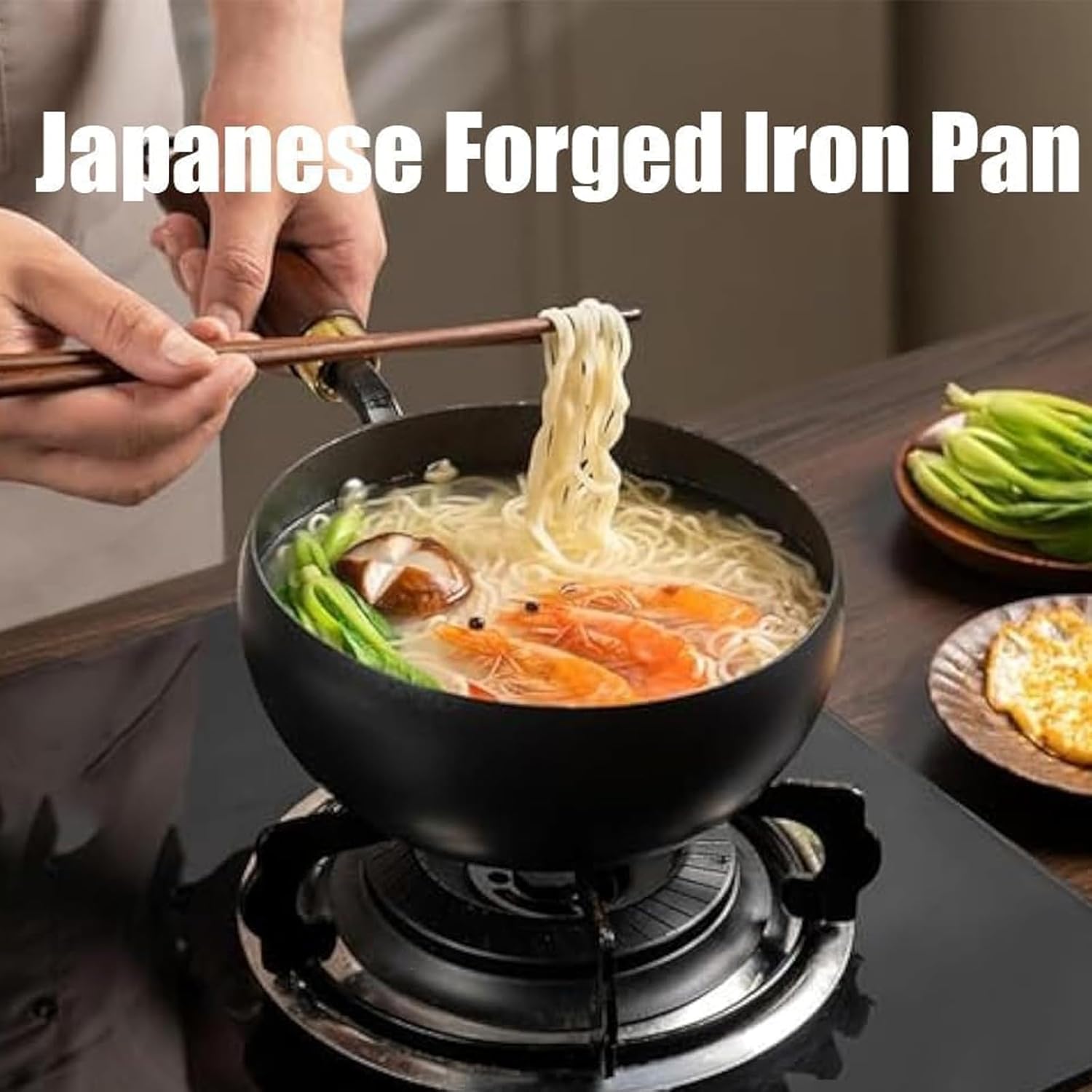 Japanese Cast Iron Cookware,Cast Iron Wok,Iron for Cooking,Handmade Forging Small Frying Pan, Mini Iron Pan, Uncoated, Non Stick Household Frying Pan(26cm)