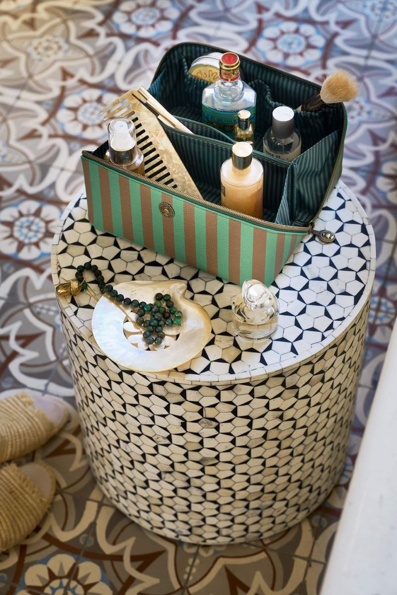 Cosmetic Bag Cyrille Medium Stripe Green