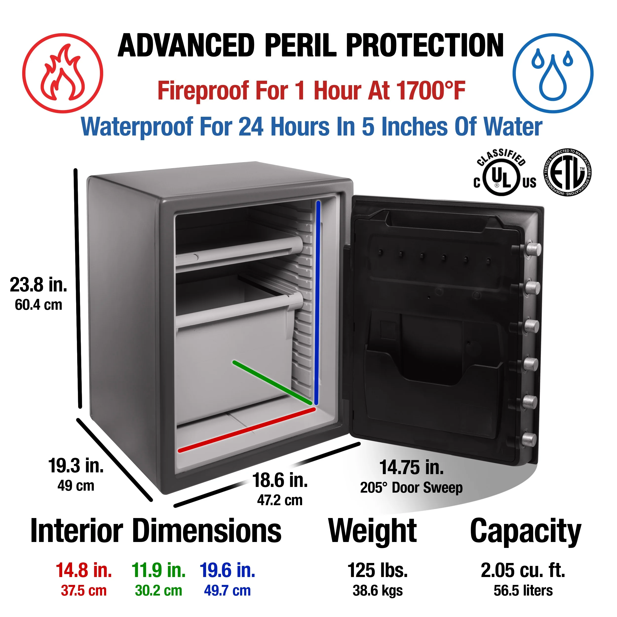 SentrySafe SFW205DPB Fire and Water-Resistant Safe with Dial Lock, 2.0 cu. ft. - Image 4