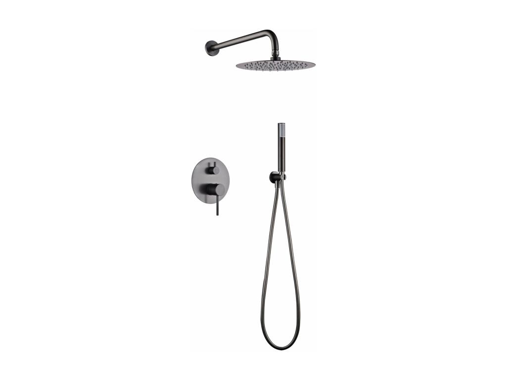 Conjunto De Ducha Monomando Empotrado Black Gun Metal Serie Monza