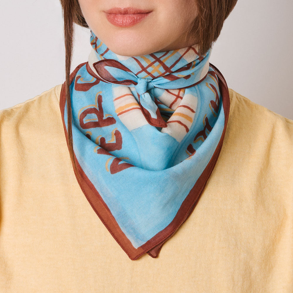 Merci - Bandana Ars Vivendi Virtus Est - Bleu Jaune Marron
