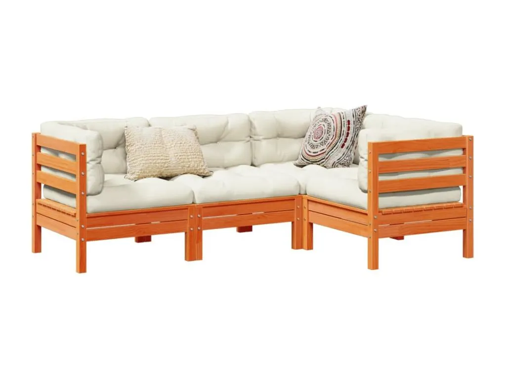 Set de sofás jardín 4 pzas con cojines Habitarluz marrón cera 96039ZEKQ