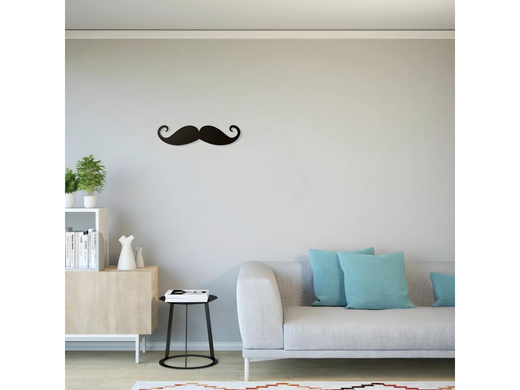 Decoración de Pared de Metal Bigote, Negro, 59x1,5x14 cm, Tucasago