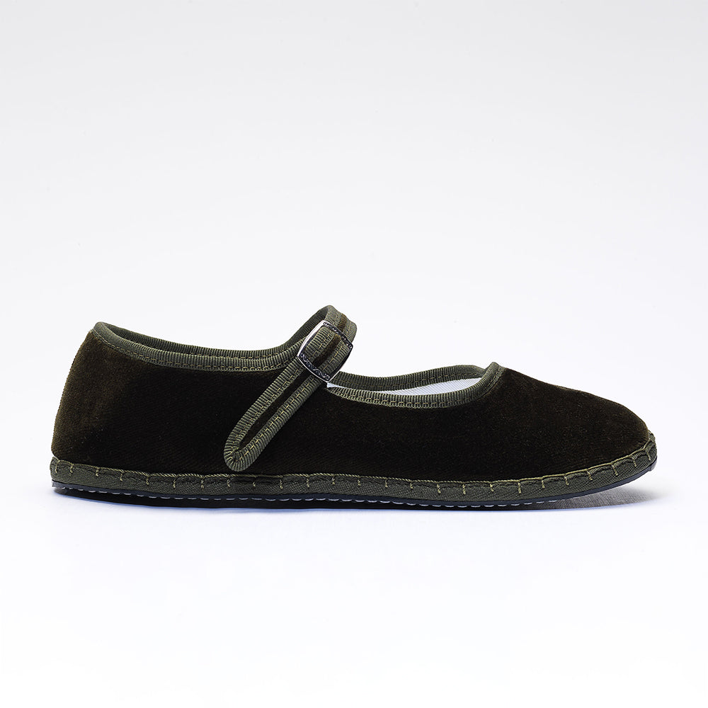 Drogheria Crivellini - Ballerines Jane Velvelt à attache - Olive