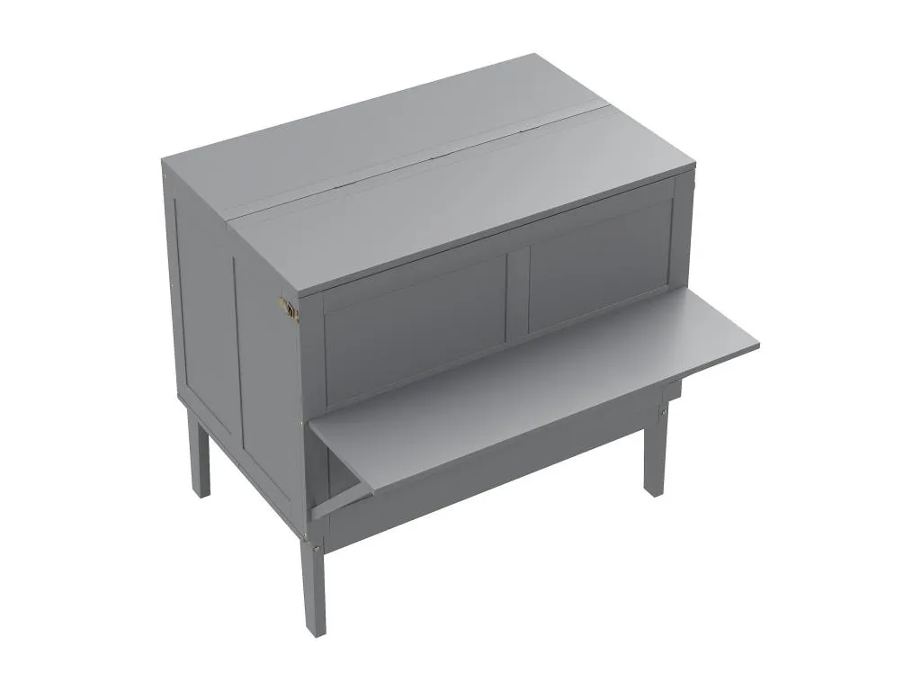 Cama abatible vertical 90 x 200 cm con somier de láminas, madera contrachapada + MDF, gris (sin colchón) rlf3459952