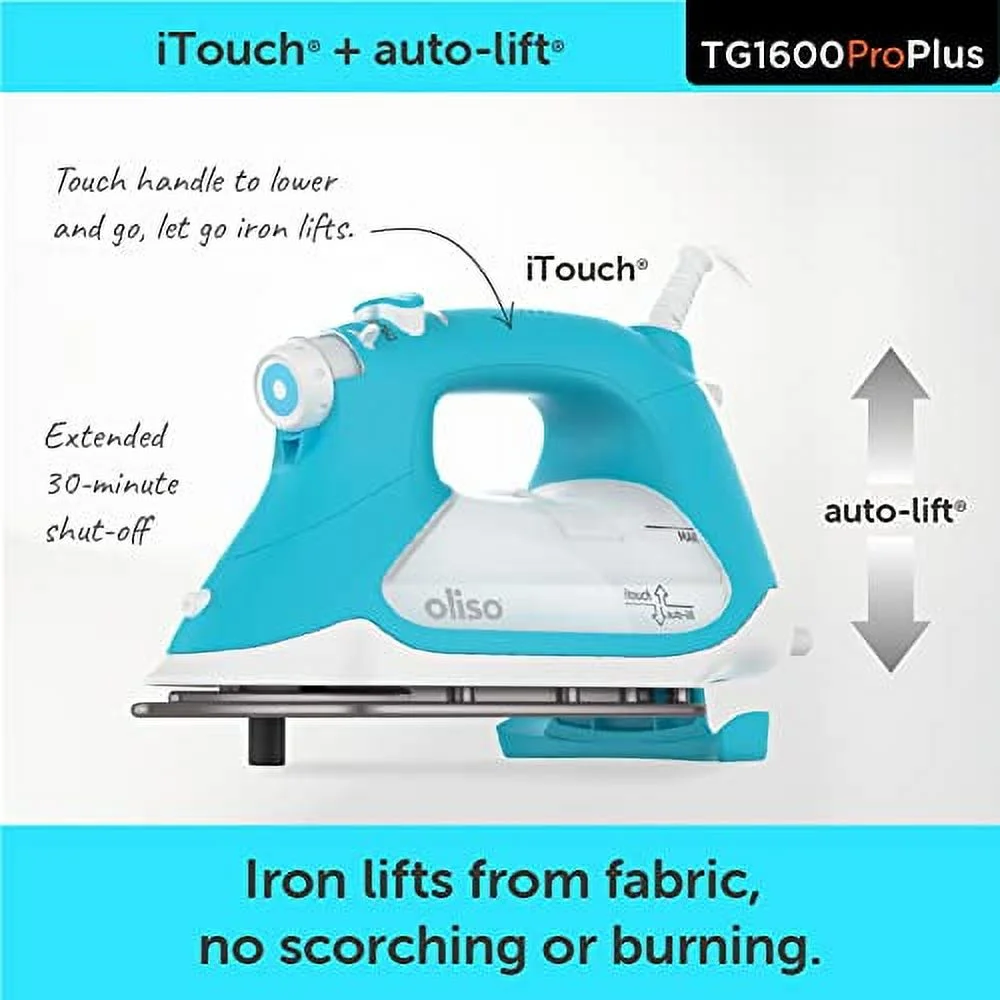 Oliso Pro Plus Ceramic-Coated Steam Iron, Blue - Image 2
