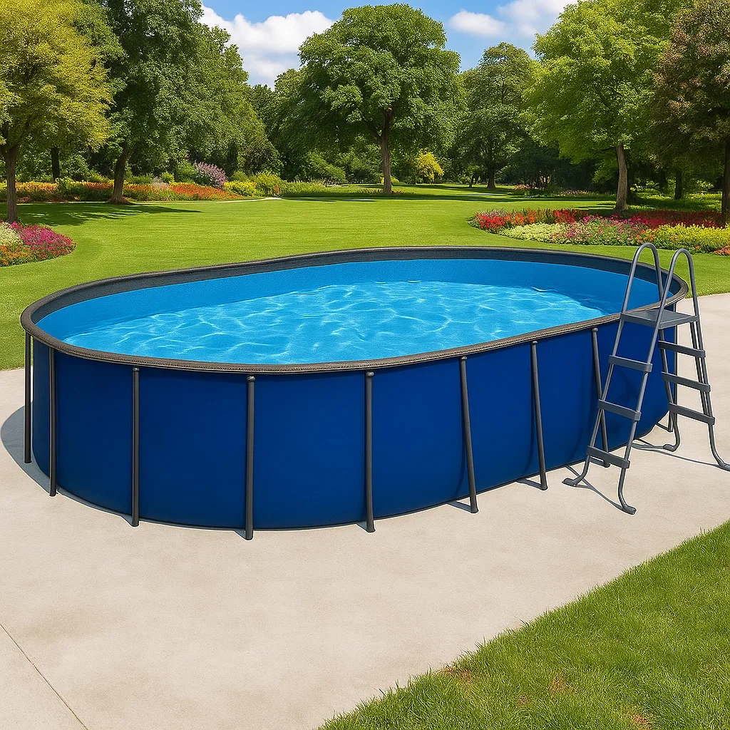 Piscina tubular desmontable ovalada 472x286x104 cm estructura de acero color azul marino IVpscMQ146re