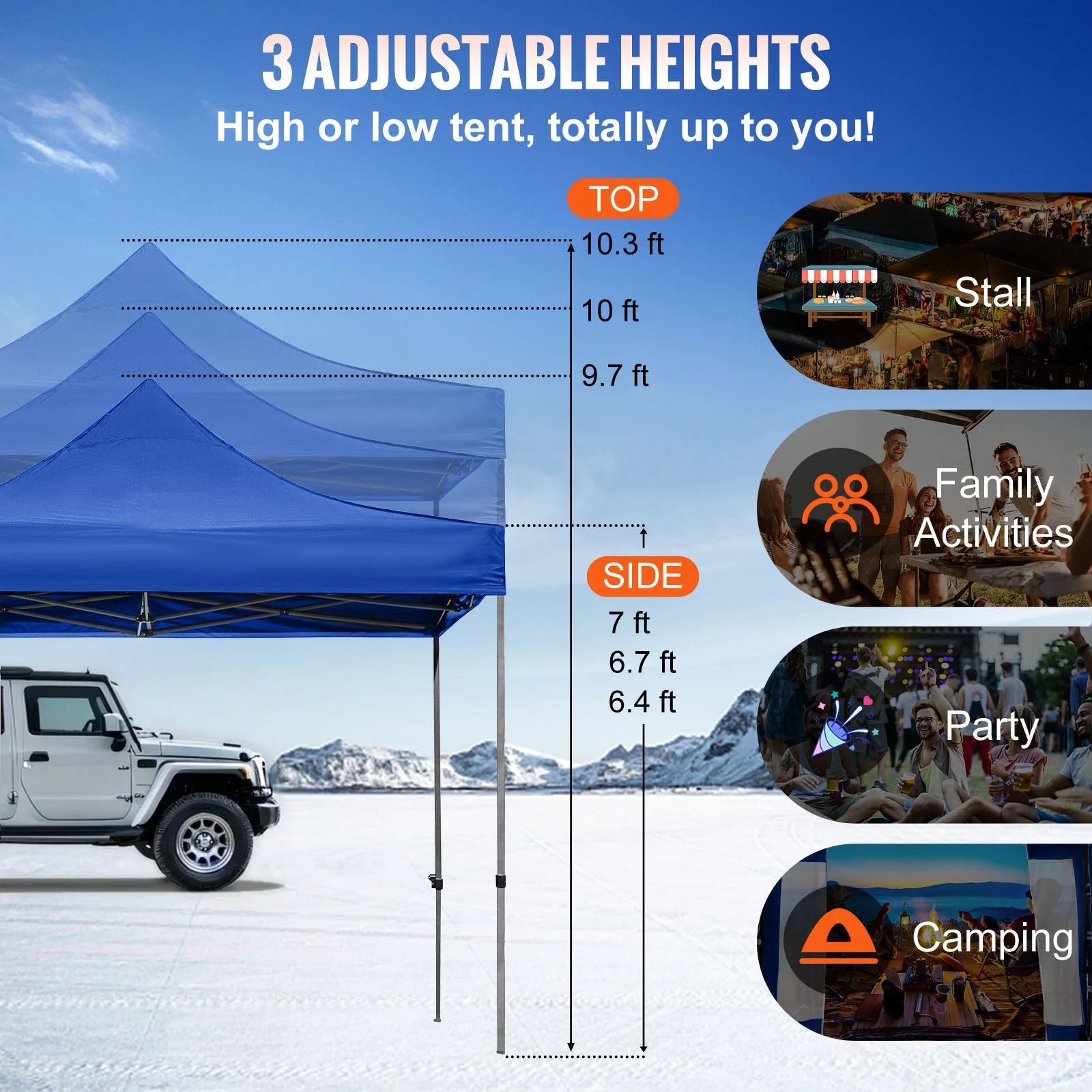 BENTISM 10' x 10' Instant Pop Up Gazebo Tent, Adjustable Height with UV Resistant - Image 13