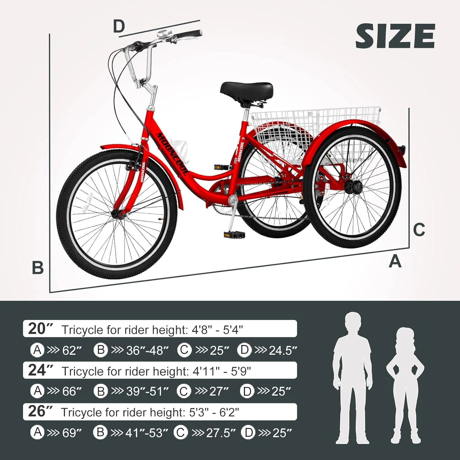FICISOG 7 Speed Adult Tricycle for Women, 20/24/26 Inch Adult Trike with Basket, 3 Wheel Bikes for Adults Seniors, Cruise Trike for Shopping Picnic - Image 38