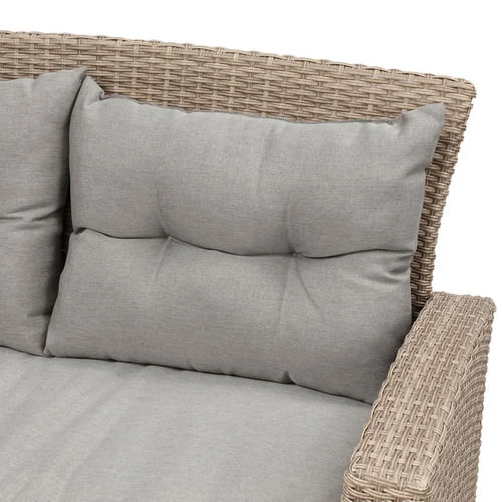 Harper & Bright Designs 4 Pieces Patio Wicker Chair with Ottoman and Coffee Table, Outdoor Rattan Loveseat Sectional Sofa Furniture Set for Garden, Beige Cushions - Image 18