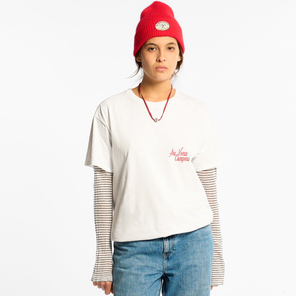 Au Vieux Campeur - T-shirt Manches Courtes Chaise de Camping - Blanc