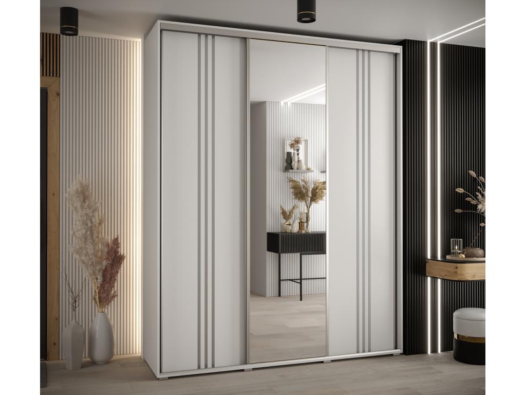 ARMARIO Decopractico 7 DE PUERTAS CORREDERAS 235.2/200/45 3 puertas (Blanco/Blanco/Plata) JIGA39620