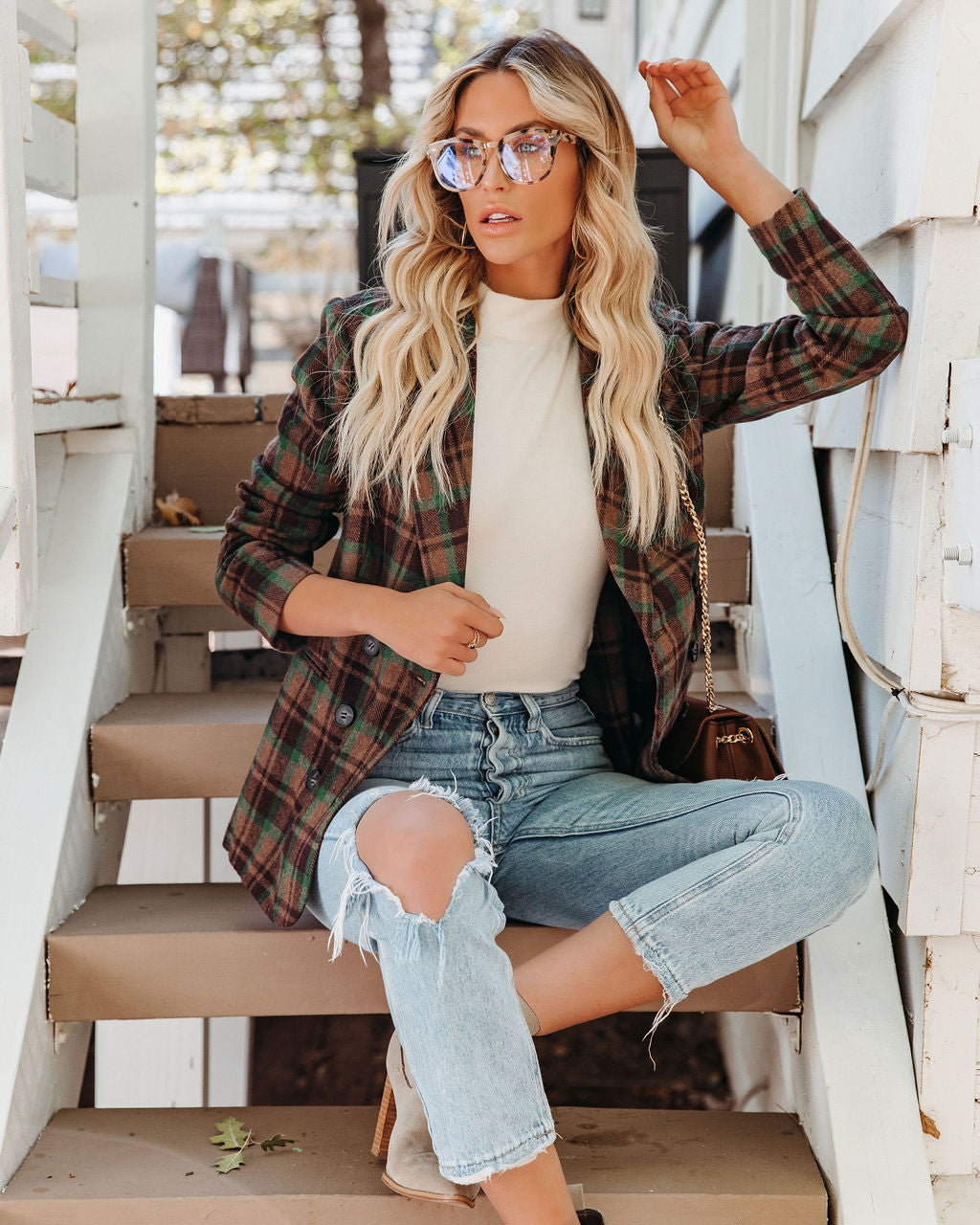 Pappy Plaid Double Breasted Blazer - Se7enfashion