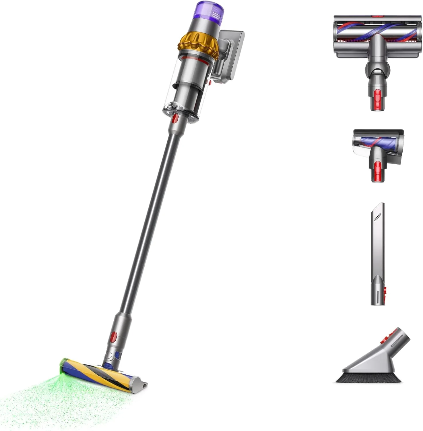 Dyson V15 Detect Plus Cordless Vacuum, Illumination Reveals dust, 240AW, 3 Power Modes, Up to 60 Minutes,² Deep Cleans Hard Floors and Carpets, Detangles pet Hair, Converts to Handheld