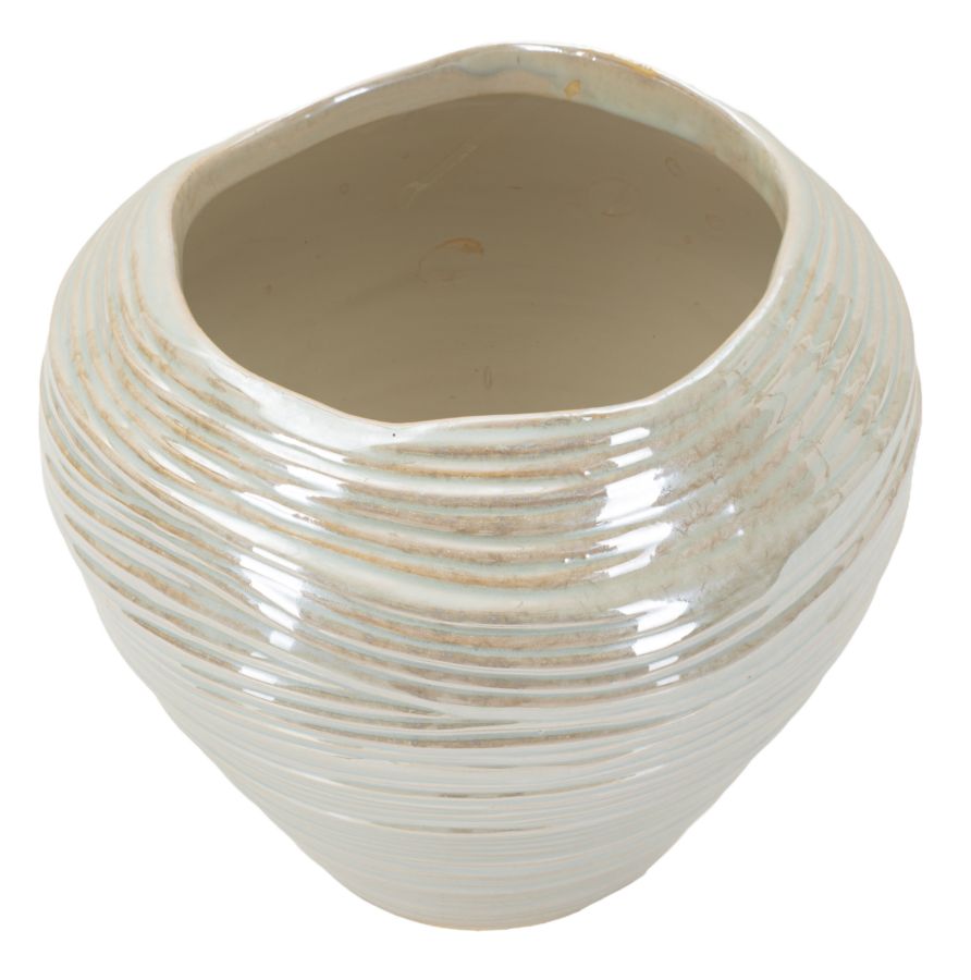 Parelmoerkleurige keramische vaas ø 22x20 cm