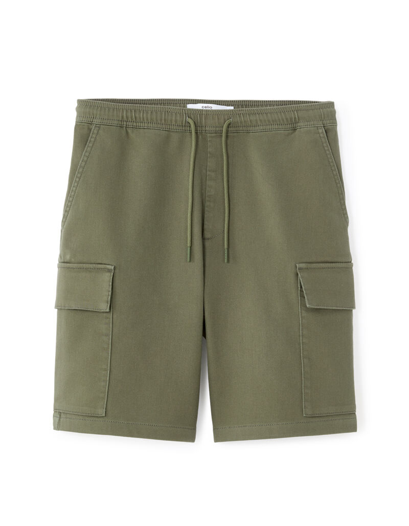 Stretch Cotton Cargo Shorts - Beige