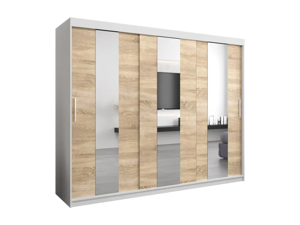 Armario con puertas correderas Biocasahogar 200/250/62 cm - 3 puertas en blanco y Biocasahogar EX4535473