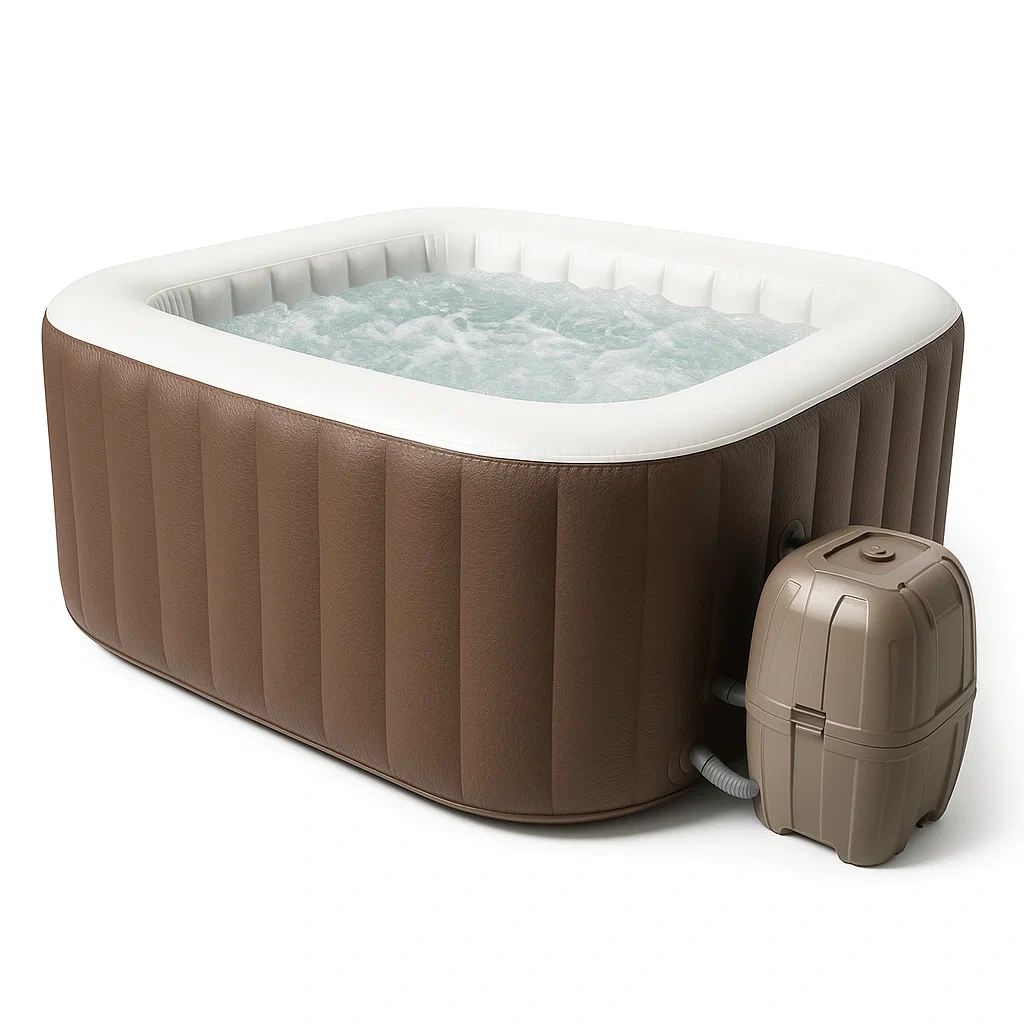 Spas hinchables 196x150x71 cm, 4 plazas, color marrón claro/blanco vsLVgwD320gy