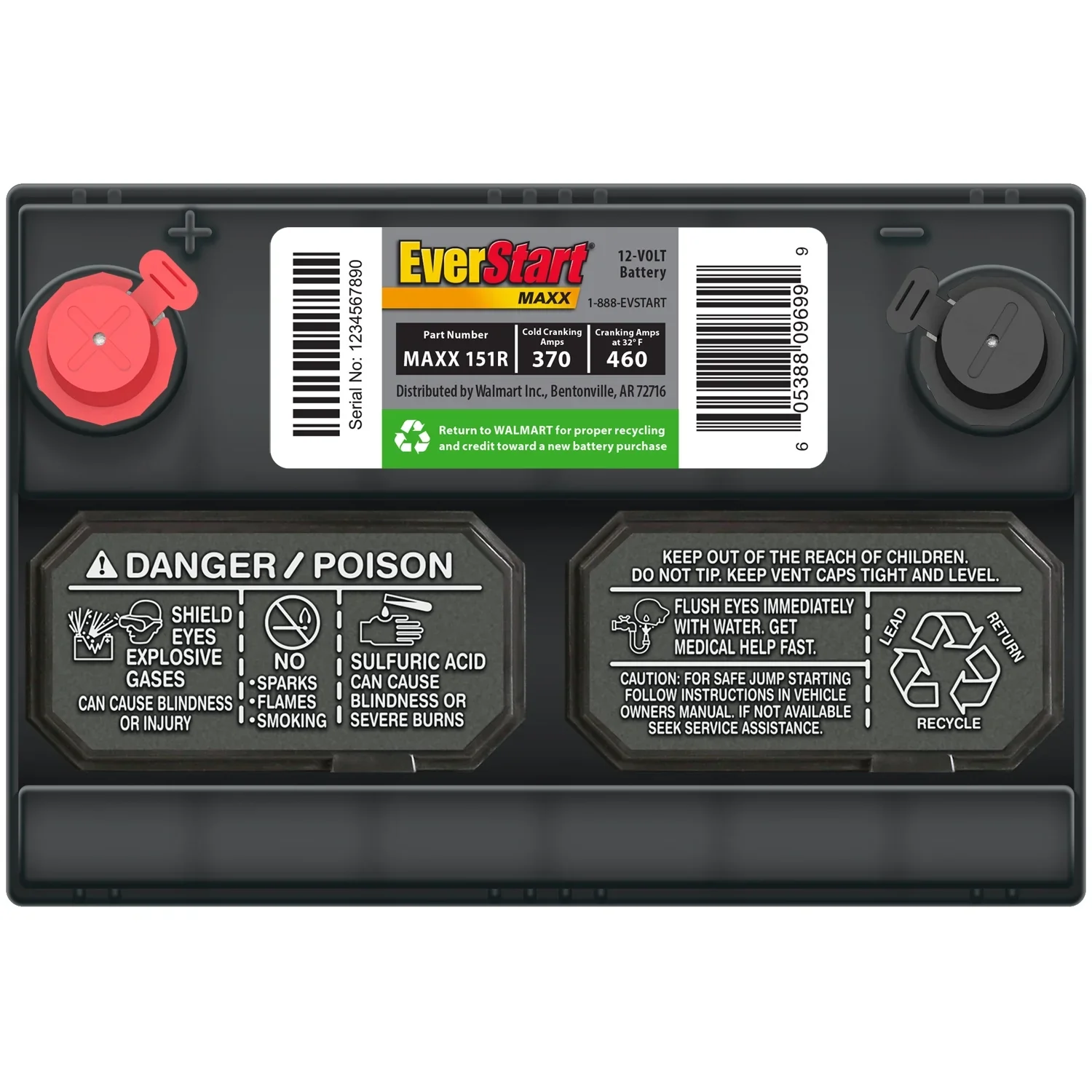 EverStart Maxx Lead Acid Automotive Battery, Group Size 151R 12 Volt, 370 CCA