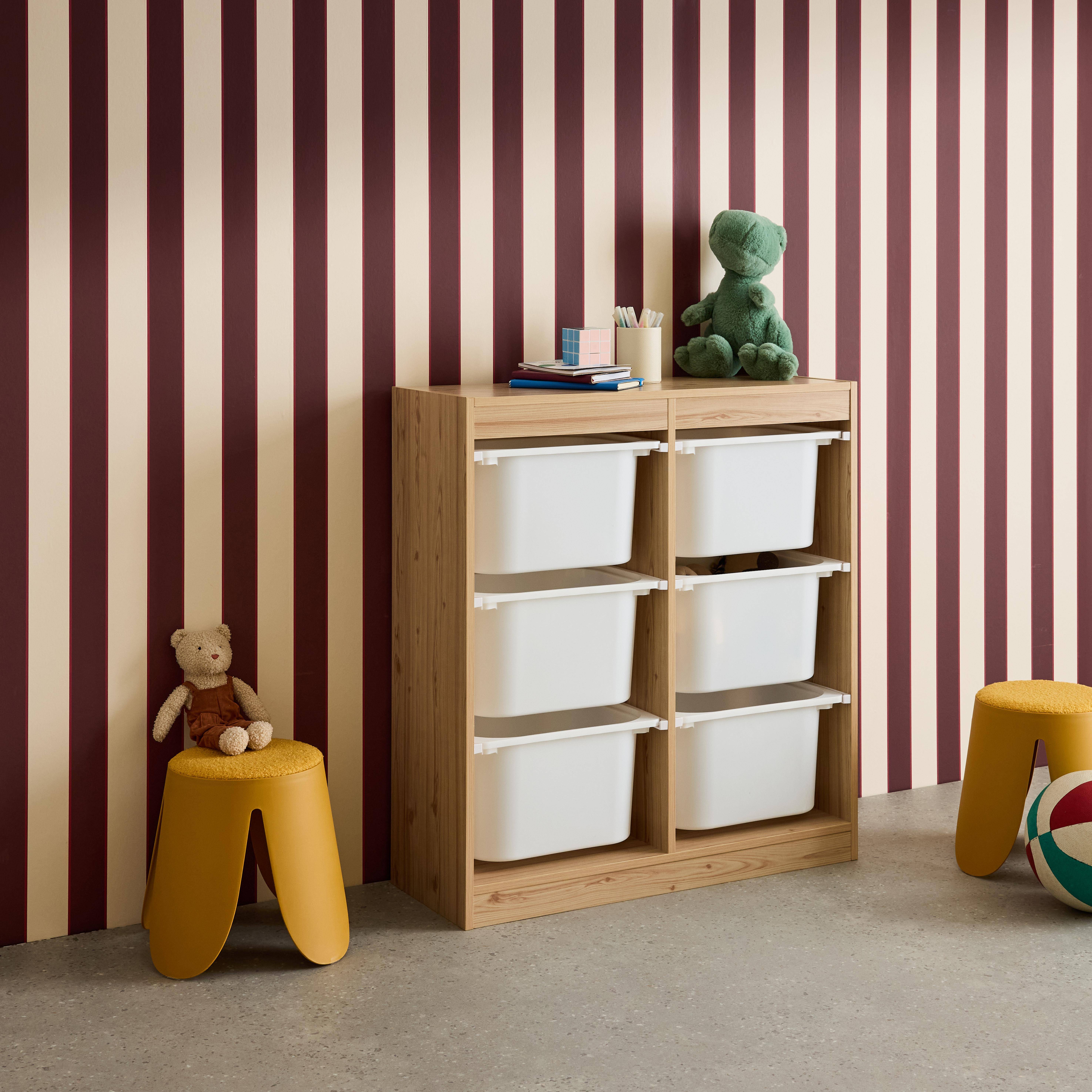 Sora - Mueble para niños con 6 cubos de almacenaje
