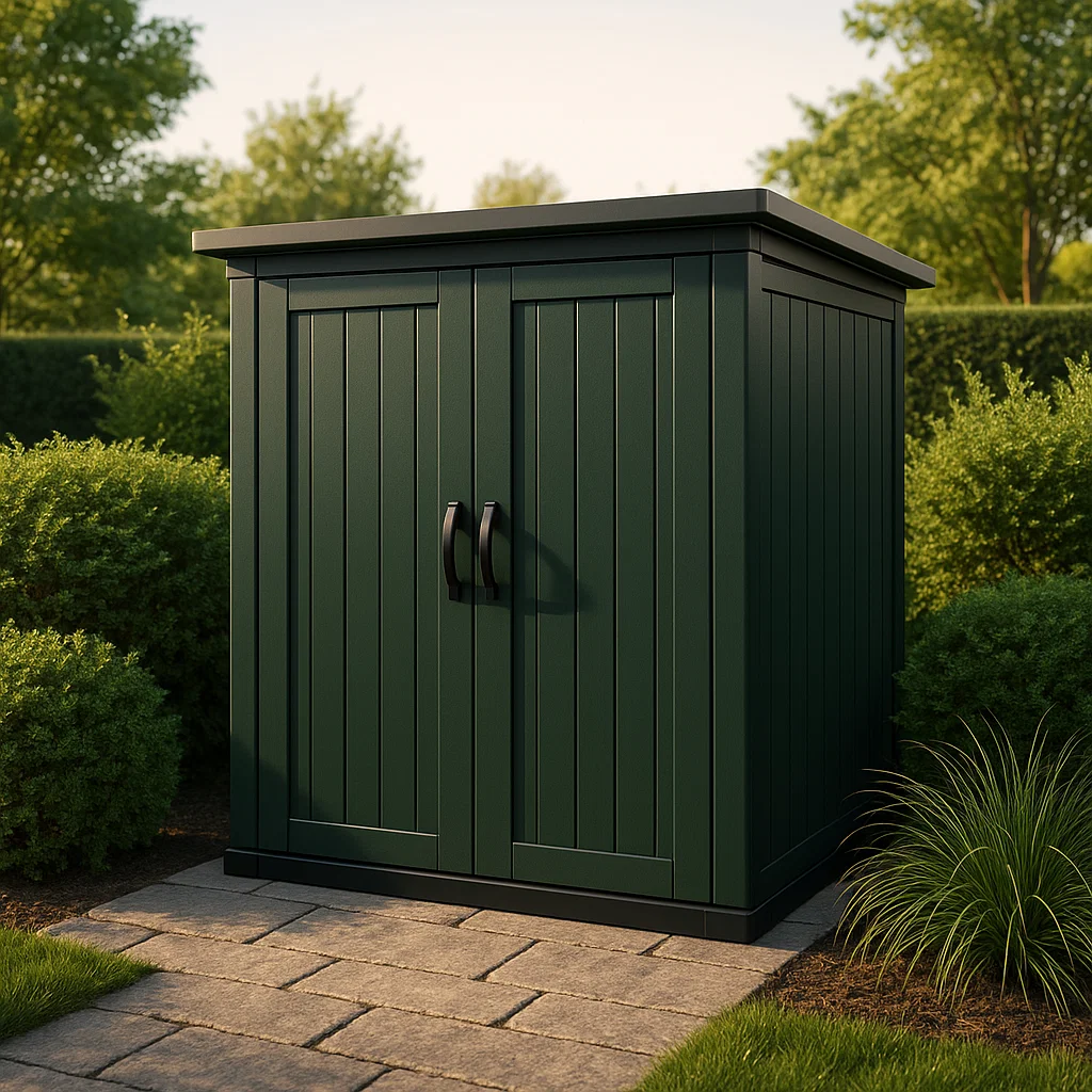 Caseta de jardín caseta de almacenamiento verde oscuro de resina para exterior 188x170x200cm zcoaxMW217oS