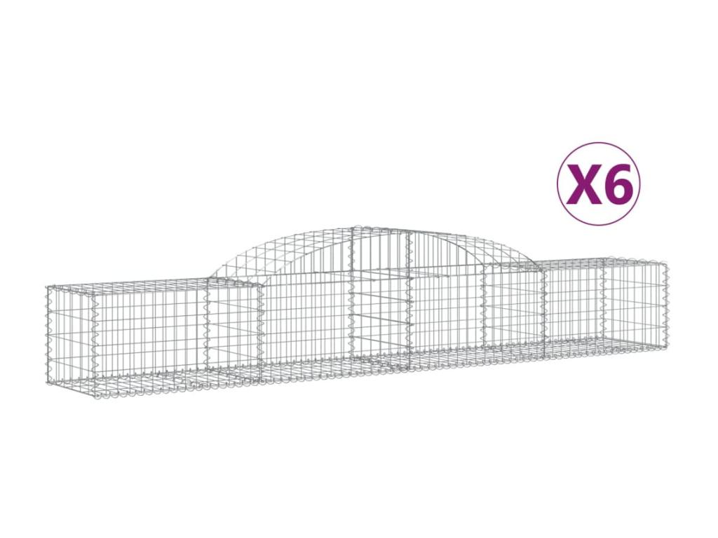 Cestas de gaviones arqueadas 6 piezas 300x50x40/60 cm hierro galvanizado