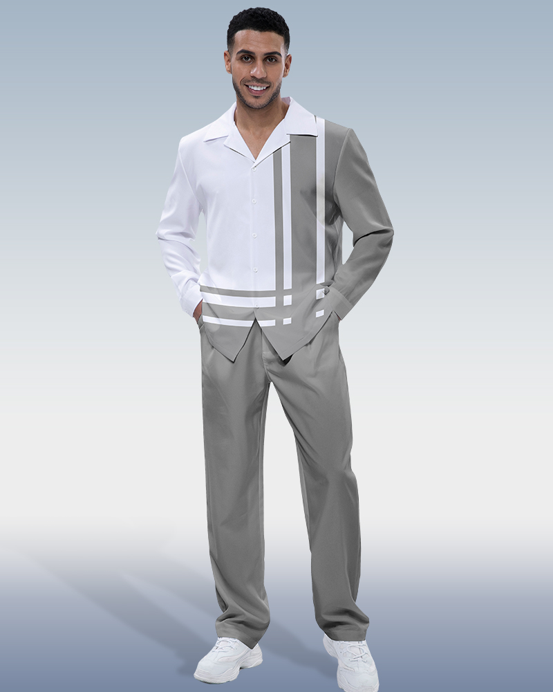 Light grey Art Long Sleeve Walking Suit