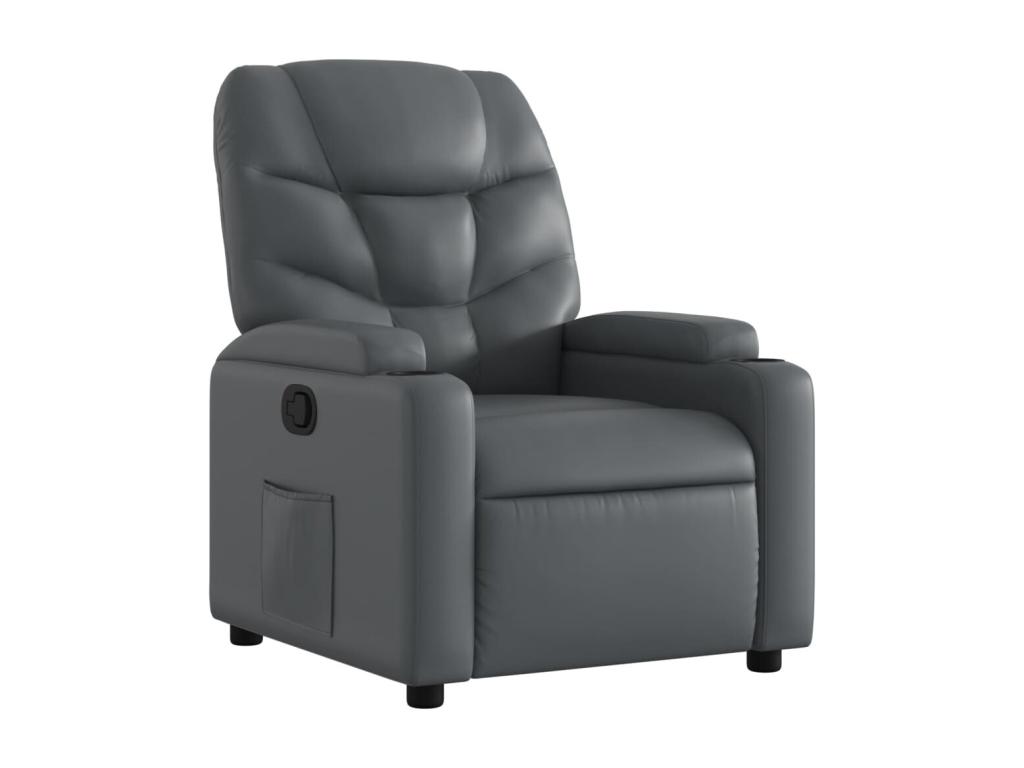 Sillón reclinable de cuero sintético gris