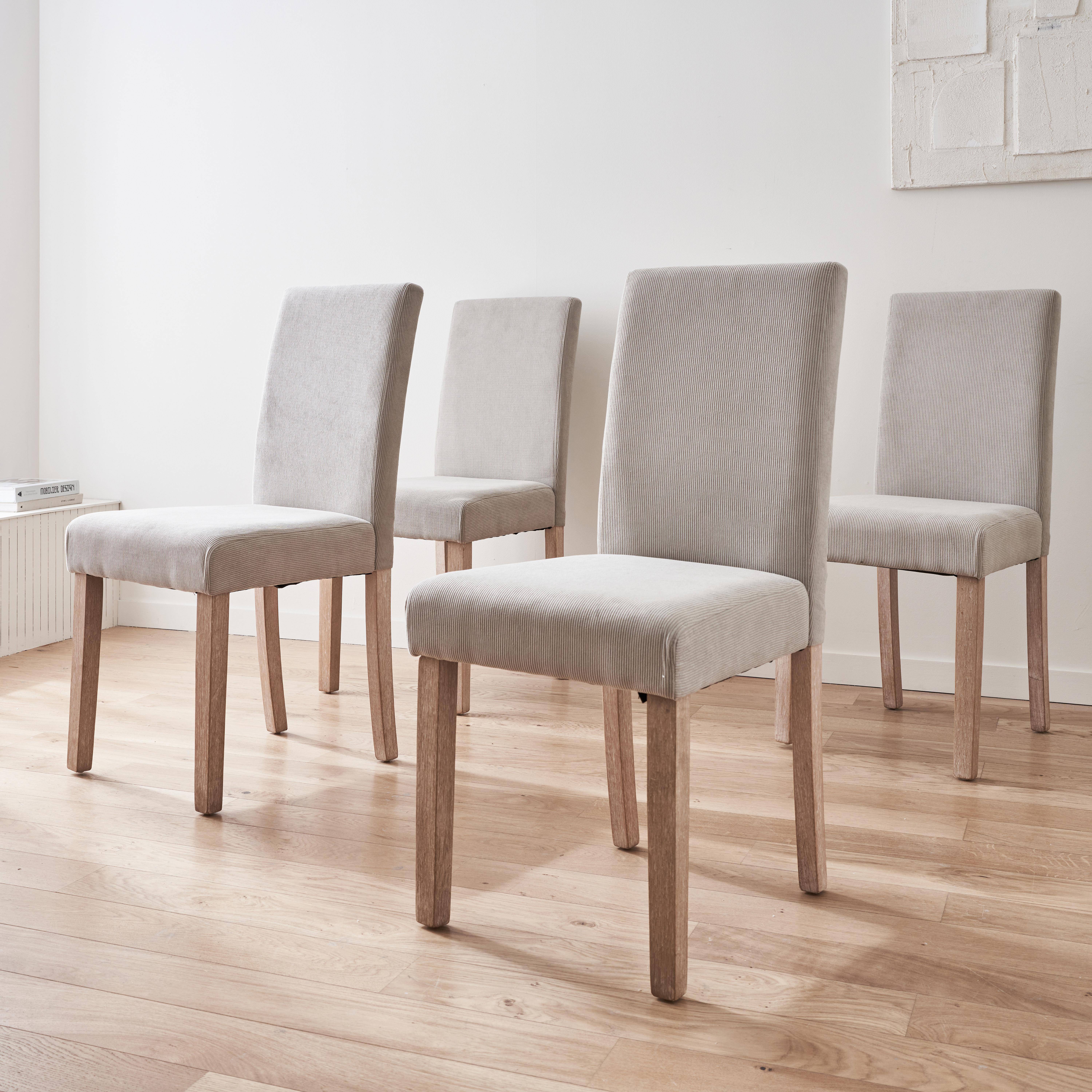 Rita - Silla de madera y terciopelo de pana fina, set de 4