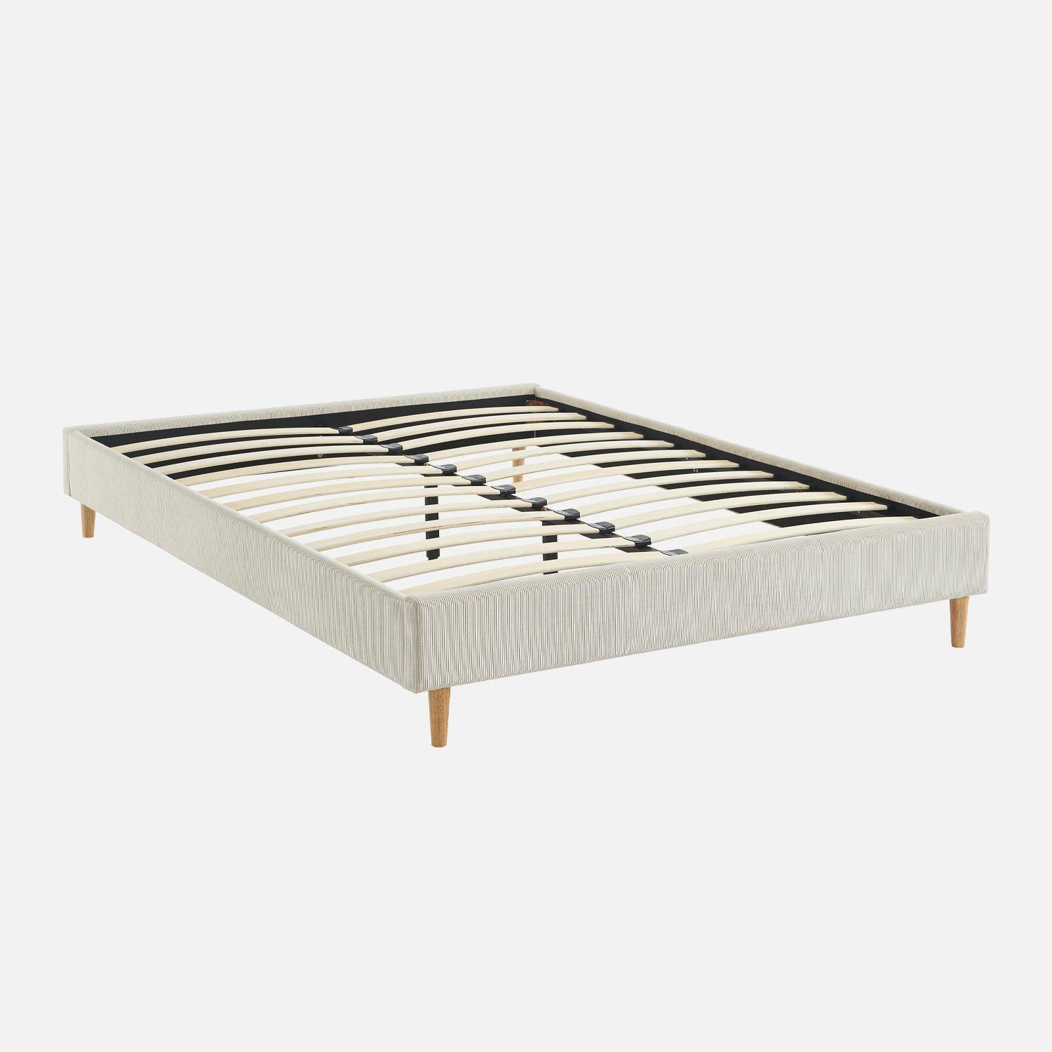 Milton - Cama con somier 140x190cm, acabado en pana fina