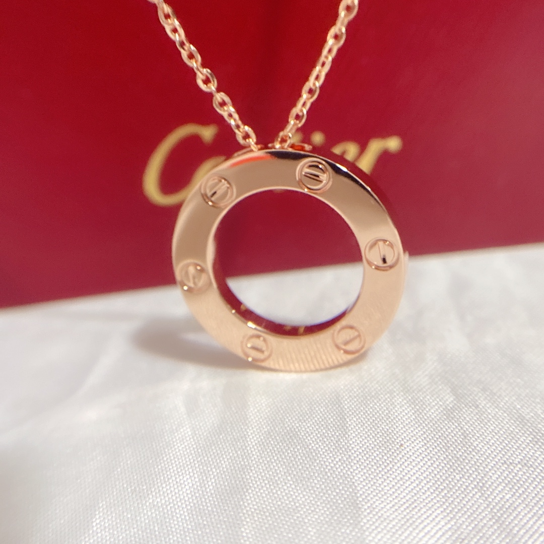 Cartier No Diamond LOVE Pendant Necklace in Pink Gold - Original Replica Club