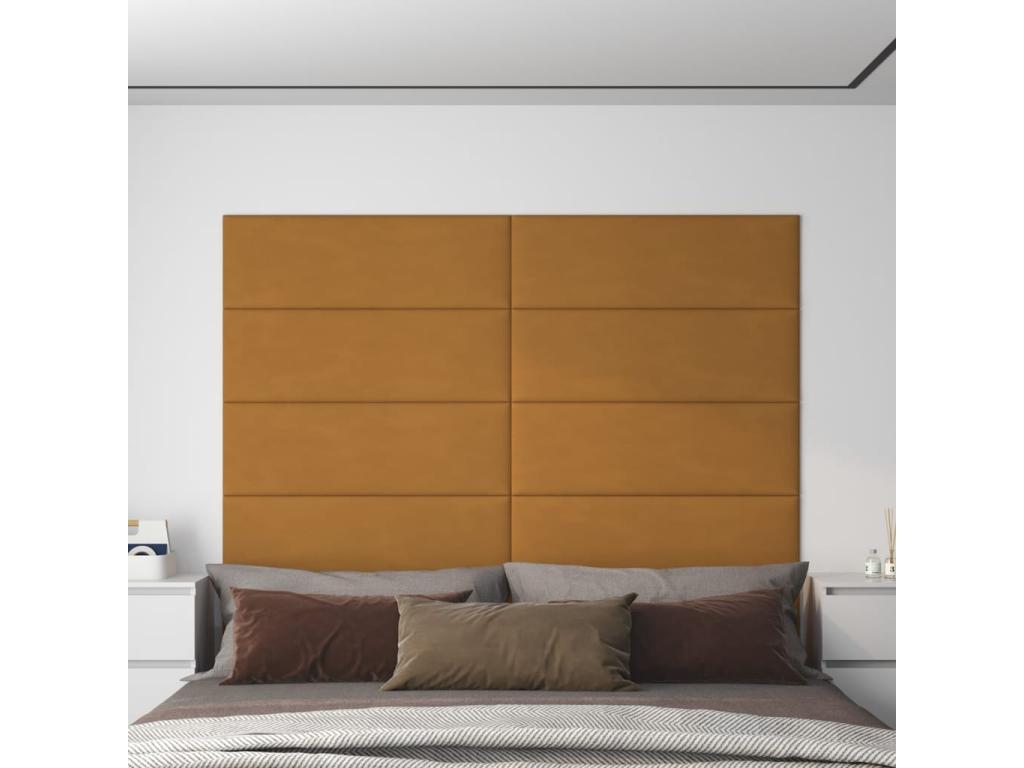 Prolenta Premium - Paneles de pared 12 uds terciopelo marrón 90x30 cm 3,24 m²