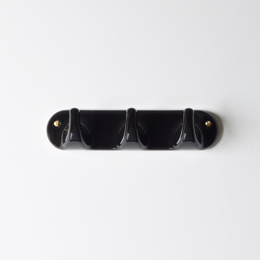 Patere 3 crochets en porcelaine - Noir