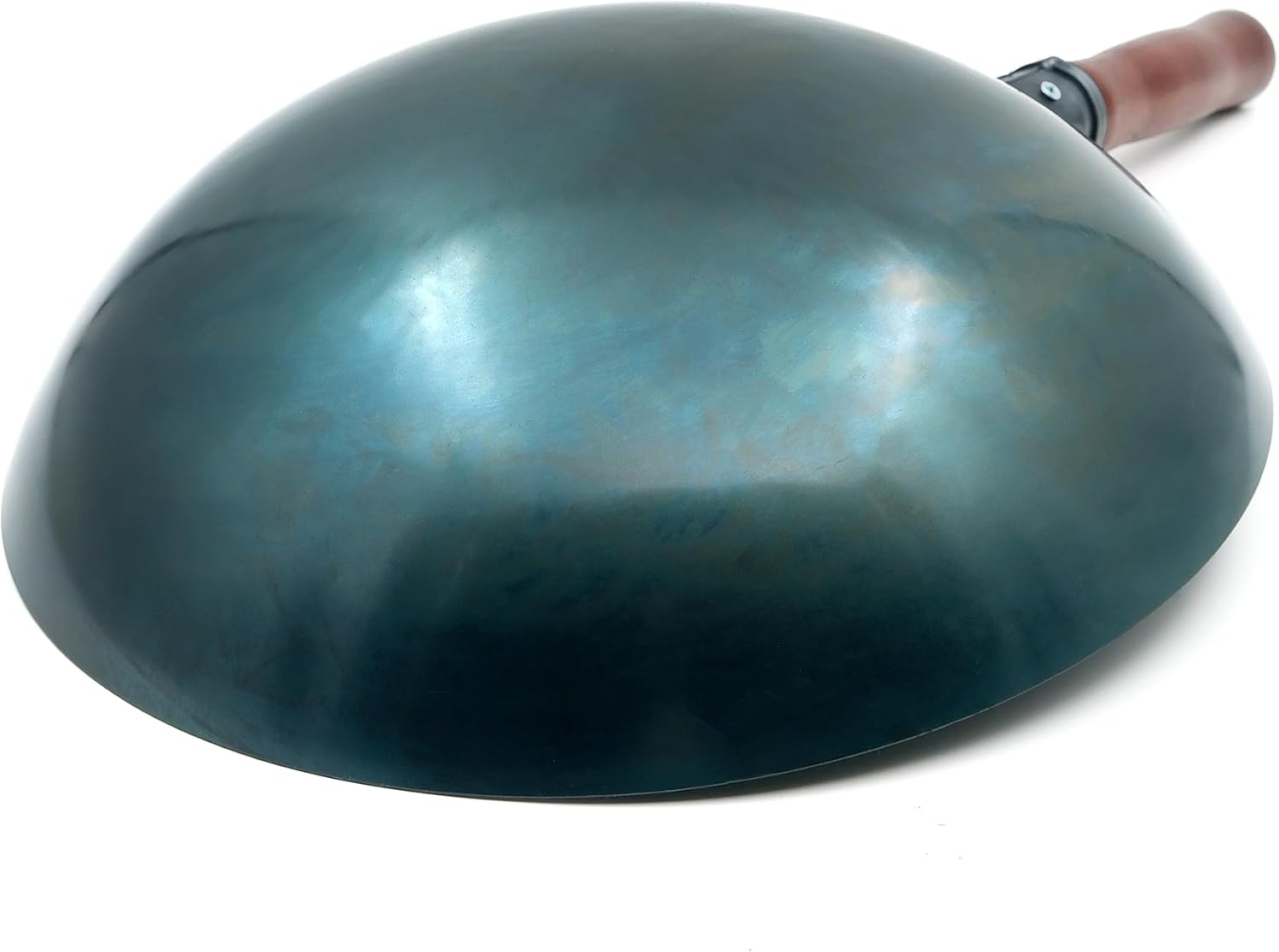 welsteepse Carbon Steel Wok Traditional Hand Hammered Wok,14 Inch,Round Bottom(Roasted Blue)